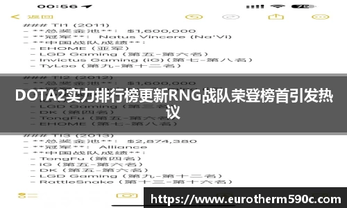DOTA2实力排行榜更新RNG战队荣登榜首引发热议